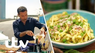 Gino Dacampo Makes Fettuccine Pasta on the Famous Lingotto Rooftop Track  Ginos Italian Express [upl. by Lucilla248]