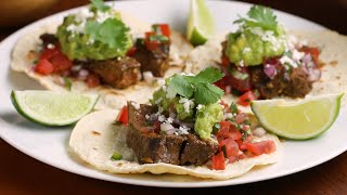 How To Make Carne Asada Tacos For Taco Night • Tasty [upl. by Acinorahs]