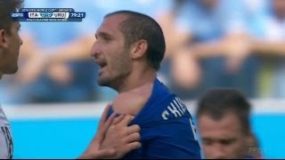 Luis Suarez Bites Italian Defender At World Cup Uruguay Advances [upl. by Hasina674]