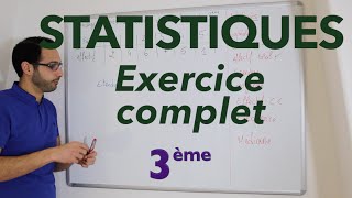 Statistiques  Exercice complet  3ème [upl. by Nannaihr604]