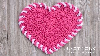 HOW to CROCHET LIGHT HEART DISHCLOTH for Valentines Day [upl. by Gnouv]