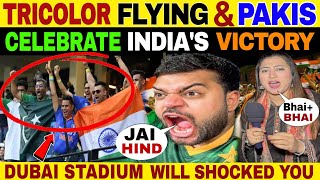 INDIAN amp PAKISTANI CROWED IN DUBAI STADIUM CELEBRATE INDIAS VICTORY [upl. by Earehc]