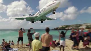 Amerijet  Boeing 727 coming in Low over Maho beach [upl. by Eissert]