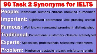 90 Most Commonly Used Words with Synonyms in IELTS Writing Task 2 [upl. by Eetsirhc]