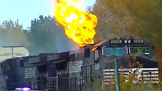 Norfolk Southern Train On Fire [upl. by Enad]