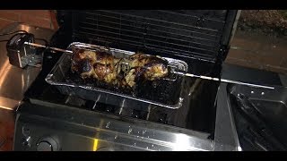 Rotisserie Chickens on Gas Grill Weber Genesis II [upl. by Zevahc]