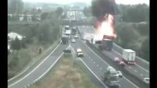 Fatal Truck Crash on Highway in Europe [upl. by Yht]