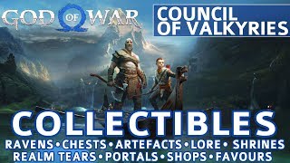 God of War  Council of Valkyries All Collectible Locations Ravens Chests Artefacts Shrines [upl. by Cornwall732]