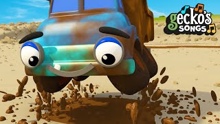 5 Muddy Trucks Song  5 Little Dumper Trucks  Nursery Rhymes amp Kids Songs  Geckos Garage [upl. by Eesyak]