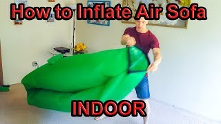 How to Inflate Air Lounger Lazy Bag Inflatable Sofa INDOOR [upl. by Bianca]