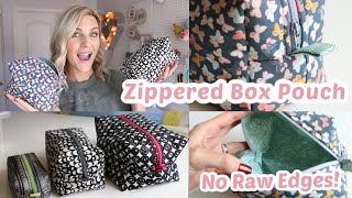 Zippered Box Pouch Sewing Tutorial No Raw Edges  3 Sizes [upl. by Sauers727]