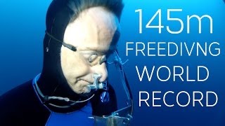 William Winram 145m Freediving World Record VWT [upl. by Aiouqahs]