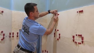 Part quot1quot Travertine Tiles installation on shower walls  step by step  how to with TLOCK™ 🛀🏻 🚿 [upl. by Ogg]