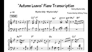 Wynton Kelly quotAutumn Leavesquot Piano Transcription [upl. by Jens]