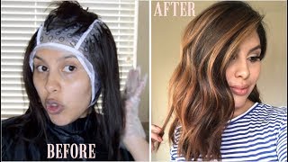 DIY HIGHLIGHTS USING CAP Revlon Frost amp Glow Highlighting Kit [upl. by Magee209]