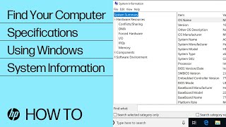 Find Your Computer Specifications Using Windows System Information  HP Computers  HP Support [upl. by Yuille]