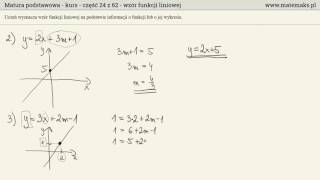 Funkcja liniowa  wyznaczanie wzoru  kurs [upl. by Latreese385]