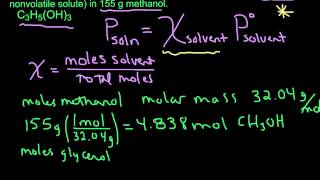 Calculating Vapor Pressure using Raoults Law nonvolatile solute [upl. by Chane]