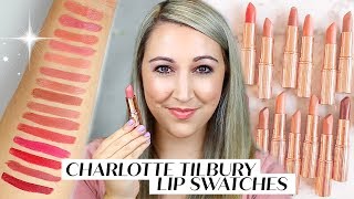 Charlotte Tilbury Lipstick Collection  Swatches amp TryOn 💋 [upl. by Ivo]