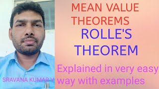 ROLLES THEOREM IN TELUGU statement and Problems [upl. by Josi]