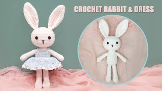 Amigurumi Tutorial l How To Crochet Bunny Rabbit  l Rabbit and Dress [upl. by Liscomb]