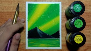 Easy Aurora Night Sky Poster Color Painting for Beginners  Stepbystep Tutorial [upl. by Eidnew]