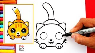 Aprende a dibujar un GATO KAWAII fácil  How to Draw a Cute Kitten Easy [upl. by Arnulfo]