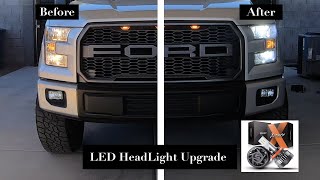 2016 Ford F150 LED HeadLight Bulb Conversion Before amp After [upl. by Yriek441]