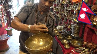 SINGING BOWL DEMONSTRATION KATHMANDU NEPAL 4K [upl. by Perlman477]