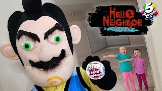 Hello Neighbor in Real Life Scavenger Hunt 5 Surprise Toy Food vs Real Food Challenge [upl. by Tiphani891]