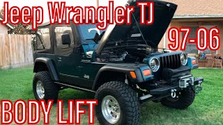 Jeep Wrangler TJ  DIY 1” Body Lift How To Install On 9706 [upl. by Myranda]