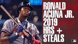 All of Ronald Acuña Jrs home runs and steals from 2019 [upl. by Eanom]