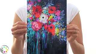 How to Paint Flowers  Acrylic Painting Tutorial [upl. by Holey]