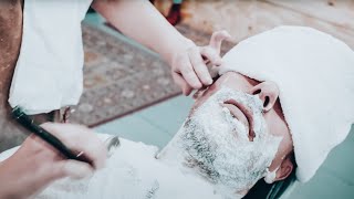 Relaxing Shave from female barber ASMR  No Talking  Nomad Barber  Part 3 [upl. by Stefa275]