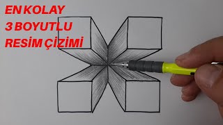 EN KOLAY 3 Boyutlu Resim Nasıl Çizilir ÇOK BASİT Bir Çizim Yöntemi [upl. by Hallvard]