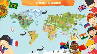 COUNTRIES of the World for Kids  Learn Continents Countries Map Names and Flags [upl. by Seline]