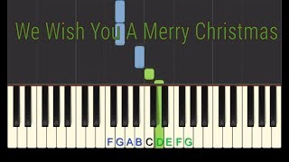 Easy Piano Tutorial We Wish You A Merry Christmas full speed with free sheet music [upl. by Hairahcaz]