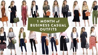 1 MONTH OF BUSINESS CASUAL OUTFIT IDEAS  Smart Casual Work Office Wear Lookbook Women  Miss Louie [upl. by Pascasia633]