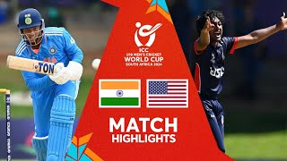 India v USA  Match Highlights  U19 CWC 2024 [upl. by Etnohs]