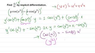 Calculus I Implicit Differentiation trig function [upl. by Ahmad909]