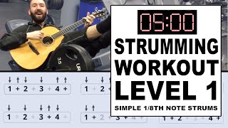 5 Minute Beginner Strumming Workout amp Technique Lesson How to StrumTutorial [upl. by Ennyl]