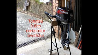 Tohatsu 98hp carburetor overhaul [upl. by Epolulot]