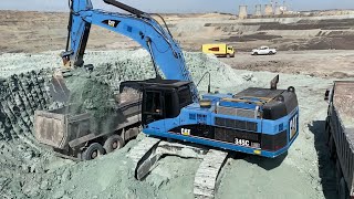 Caterpillar 345C Excavator Loading Trucks  65 Minutes Movie [upl. by Aiyram]