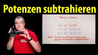 Potenzen subtrahieren  ganz einfach erklärt  Lehrerschmidt [upl. by Bellew]