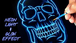 How To Draw Neon Lights  Add Glow Effect To Drawings [upl. by Ninnahc]