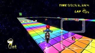 60FPS Mario Kart Wii Custom Track  SNES Rainbow Road 1080p HD [upl. by Dnomyaw]