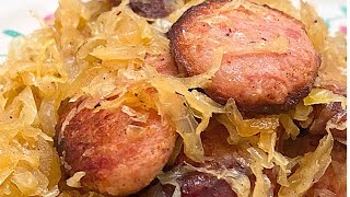 Sizzling Smoked Sausage and Sauerkraut Recipe [upl. by Lecirg]