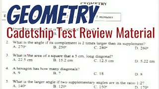 Geometry  Cadetship Test Review Material Mathematics part1 [upl. by Nanah]