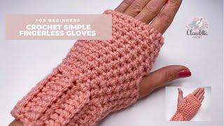 CROCHET simple FINGERLESS GLOVES [upl. by Nrubloc]