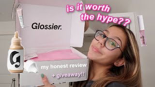 trying glossier for the first time is it worth the hype  GIVEAWAY [upl. by Keriann]